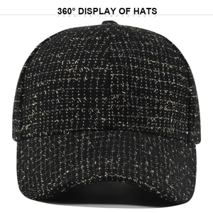 Casquette de Baseball en Tweed à Carreaux Mode pour Hommes Femmes Fil Métallique Brillant Ajustable Chapeau de Soleil Extérieur