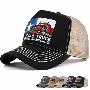 Texas Truck Driving Championship Trucker Hat Cotton Mesh Breathable Adjustable Baseball Cap Vintage Embroidered Sun Hat For Men Women