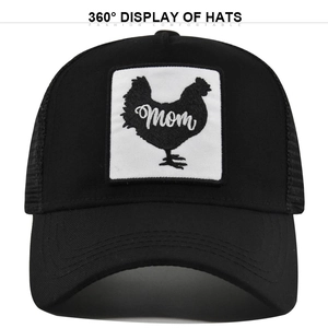 Katoen Mesh Trucker Pet Voor Dames Heren Haan Borduurwerk Patch Mom Letter Verstelbaar Zonnescherm Ademend Baseballpet