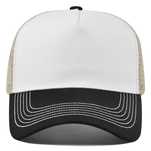 Unisex 5-Panel Trucker Hat Breathable Mesh Baseball Cap Contrast Stitching Curved Brim Adjustable Snapback Sun Shade Outdoor Cap