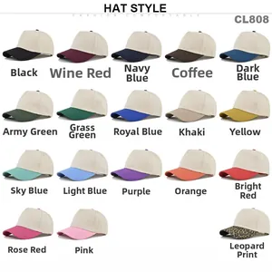 Matrix-Anzeige von 18 Farbvarianten für die 5-Panel Baseballkappe mit gebogenem Schirm