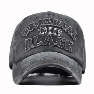 Vintage washed dark grey baseball cap with 3D embroidered ORIGINAL text logo