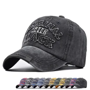 Vintage Washed Cotton Baseball Cap For Men Women Distressed 3D Letter Embroidery Original The Black Adjustable Trucker Hat