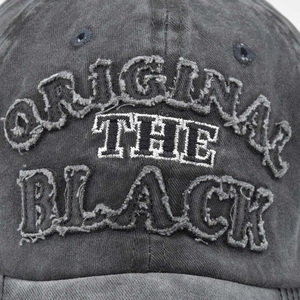 Washed charcoal grey baseball cap with vintage 3D ORIGINAL THE BLACK embroidery