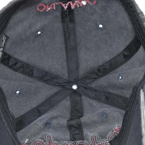 Internal view showing stitching details, sweatband and embroidery on the washed baseball cap