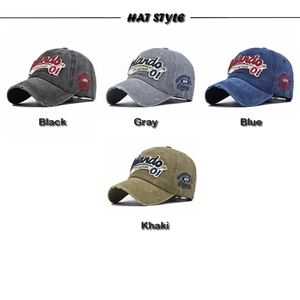 Vintage washed cotton baseball caps with 3D Orlando embroidery in four assorted colors