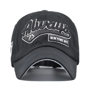 Classic black baseball cap with 75 New York City 3D embroidery and curved brim