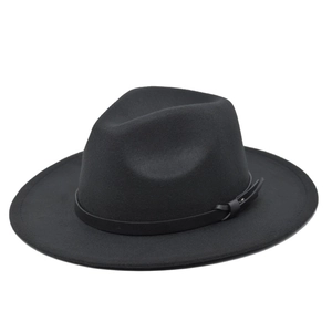 Cappello Fedora Classico a Tesa Larga Unisex Berretto Jazz in Feltro di Poliestere Vintage Con Fibbia Elegante Stile Britannico