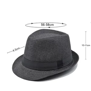Vintage dark gray fedora hat with size specifications for women beach sun protection