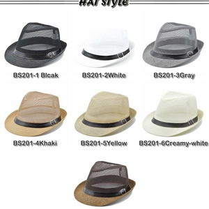 Fashionable mesh hollow fedora hats for women in multiple colors with leather belt buckle