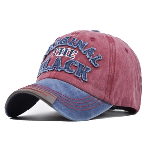 Vintage washed baseball cap in red and blue featuring 3D ORIGINAL letter embroidery