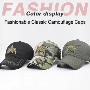 Tactical camouflage baseball cap with Ranger 3D embroidery badge and visor wavy stitching