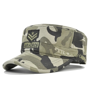 Men Women Cotton Military Flat Top Cadet Cap Camouflage Embroidery Tactical Army Hat Adjustable Outdoor Casual Patrol Cap