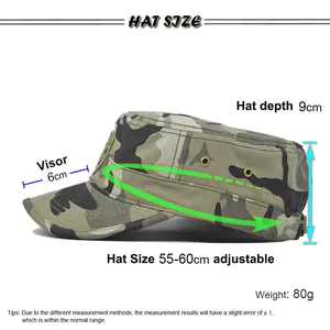 Klassische Militärmütze aus Baumwolle mit Camouflage-Muster und verstellbarer Passform