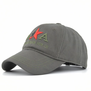 Dark grey cotton baseball cap with 3D embroidery AKA red star and Air Force logo