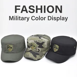 Militärische Camouflage Flat Top Cap Für Damen Herren Baumwolle Adler Bestickt Cadet Hat Verstellbar Outdoor Taktischer Sonnenhut