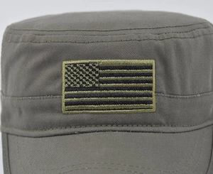Casquette cadet en coton vert armée avec broderie drapeau américain tactique