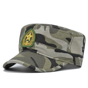 Militärischer Stil Flache Camouflage Baumwolle Cadet Mütze Mit Stern Stickerei Für Outdoor Sport Wandern Herren Damen Patrouillenmütze