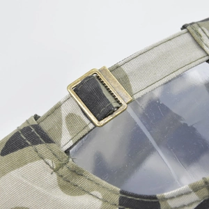 Tactical camouflage baseball cap featuring antique bronze metal buckle and adjustable strap