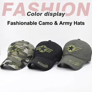 Tactical camouflage baseball hats with U.S. ARMY embroidery in three classic colors