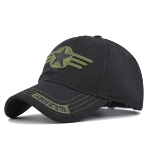 Black tactical baseball cap with olive green star embroidery and ARMY detail on brim