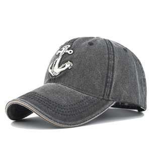 Retro Washed Cotton Baseball Cap Anchor Embroidery Distressed Vintage Adjustable Sun Hat For Men Women Casual Outdoor