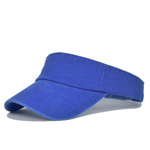 Detailed close-up of Royal Blue cotton visor with premium reinforced stitching lines