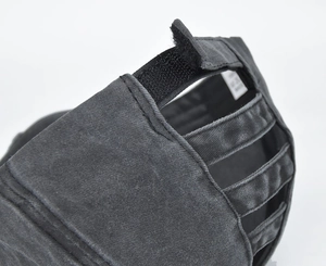 Detail view of the washed cotton ponytail baseball cap with elastic straps and Velcro closure