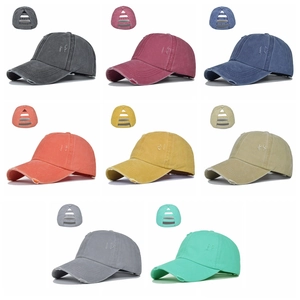 Distressed ponytail baseball cap for women in eight vintage colors with mesh hole