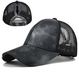 Damen Tie-Dye Pferdeschwanz Baseballkappe Atmungsaktive Mesh Trucker Hat Verstellbare Sonnenkappe Für Hohen Pferdeschwanz Lässig Draußen
