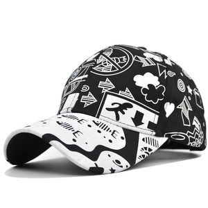 Casquette de Baseball en Coton à Imprimé Graffiti Tendance Réglable Hip Hop Streetwear Chapeau de Soleil pour Homme Femme Mode Sport