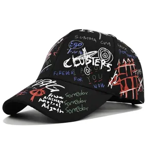 Unisex Graffiti Print Baseball Cap Cotton Streetwear Hip Hop Adjustable Snapback Hat Casual Outdoor Sun Protection Cap For Men Women
