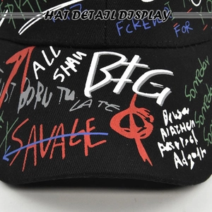 Unisex black baseball cap featuring vibrant street graffiti print and durable cotton fabric