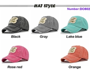 Washed cotton baseball caps with I Do Crew embroidery in five assorted colors