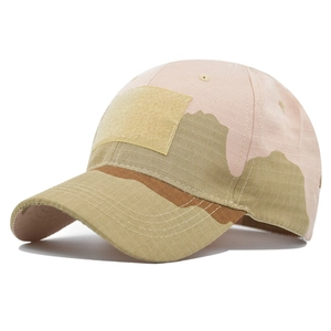 Casquette camouflage rose et kaki en tissu ripstop avec zone velcro frontale