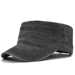 Vintage Washed Cotton Flat Top Cadet Cap Adjustable Military Style Distressed Sun Protection Baseball Hat For Women