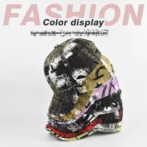 Casquettes de baseball en coton empilées avec imprimés graffiti street et couleurs mélangées