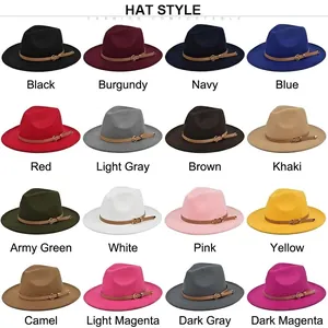 British style wide brim wool felt jazz fedora hat available in 16 assorted colors