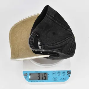 Close-up of a vintage Boston baseball cap on a digital scale weighing 91.5 grams