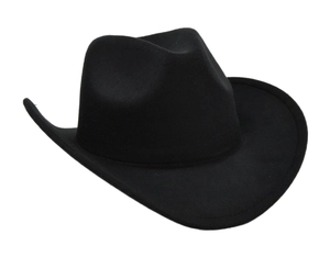 Cappello da cowboy fedora classico in lana nera con tesa larga e corona per stile western
