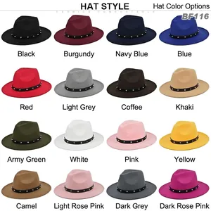 Classic wool fedora hat with studded band available in 16 colors for vintage style