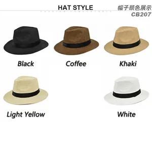 Panama style wide brim straw fedora hats for women in five colors for sun protection