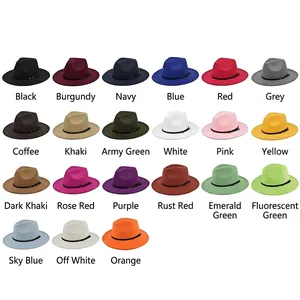 Classic wide brim fedora wool hats in multiple colors for men and women with ribbon band