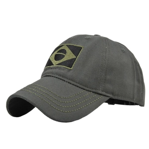 Berretto da baseball verde oliva con bandiera brasiliana ricamata in stile tattico militare