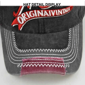 Vintage distressed baseball cap featuring NYS 3D embroidery and washed denim texture
