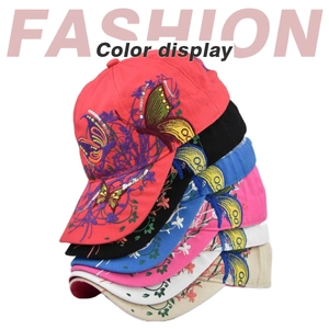 Set of six women's baseball caps with butterfly floral embroidery and sequins in various colors