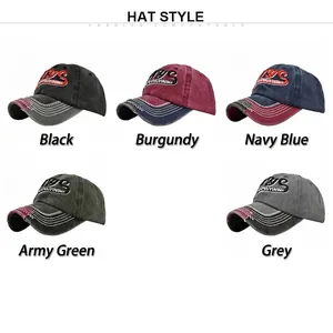 Vintage cotton baseball cap set with NYS embroidery and distressed brim details