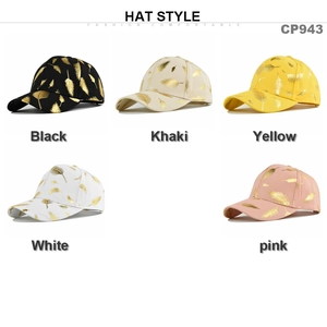 Classic Yellowstone baseball caps with gold feather print in five assorted colors