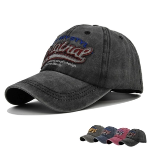 Vintage Washed Cotton Baseball Cap Distressed Embroidered Original Letter Sun Hat Adjustable Retro Streetwear Casual Duckbill Cap