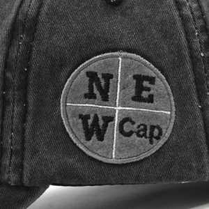 Charcoal grey washed cotton baseball cap with 3D NEW Cap embroidery detail